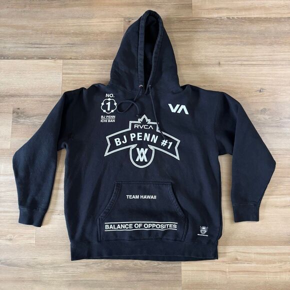 RVCA Bj Penn UFC Ichi Ban Team Hawaii Black Hoodie Size XL Octagon MMA BJJ Fight - Picture 1 of 9